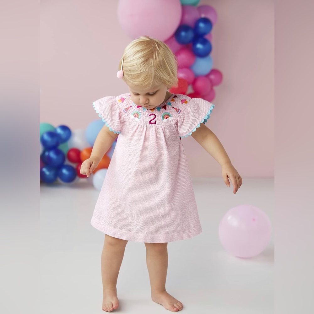 MudPie smocked 2nd birthday dress- EUC.